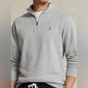 POLO RALPH LAUREN Men 1/4 Zip Heather Gray Pullover Sweatshirt Size Large